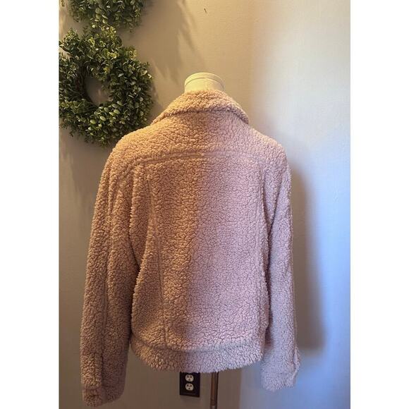 Hem & Thread Jacket Size medium Pink Cropped Button Front Collar - Picture 2 of 14